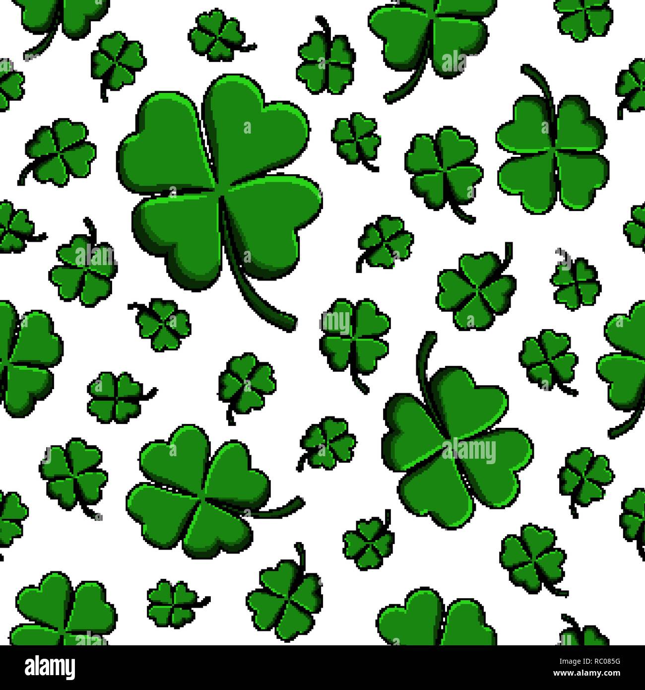 Seamless pattern green clover leaf decorative on a white background ...
