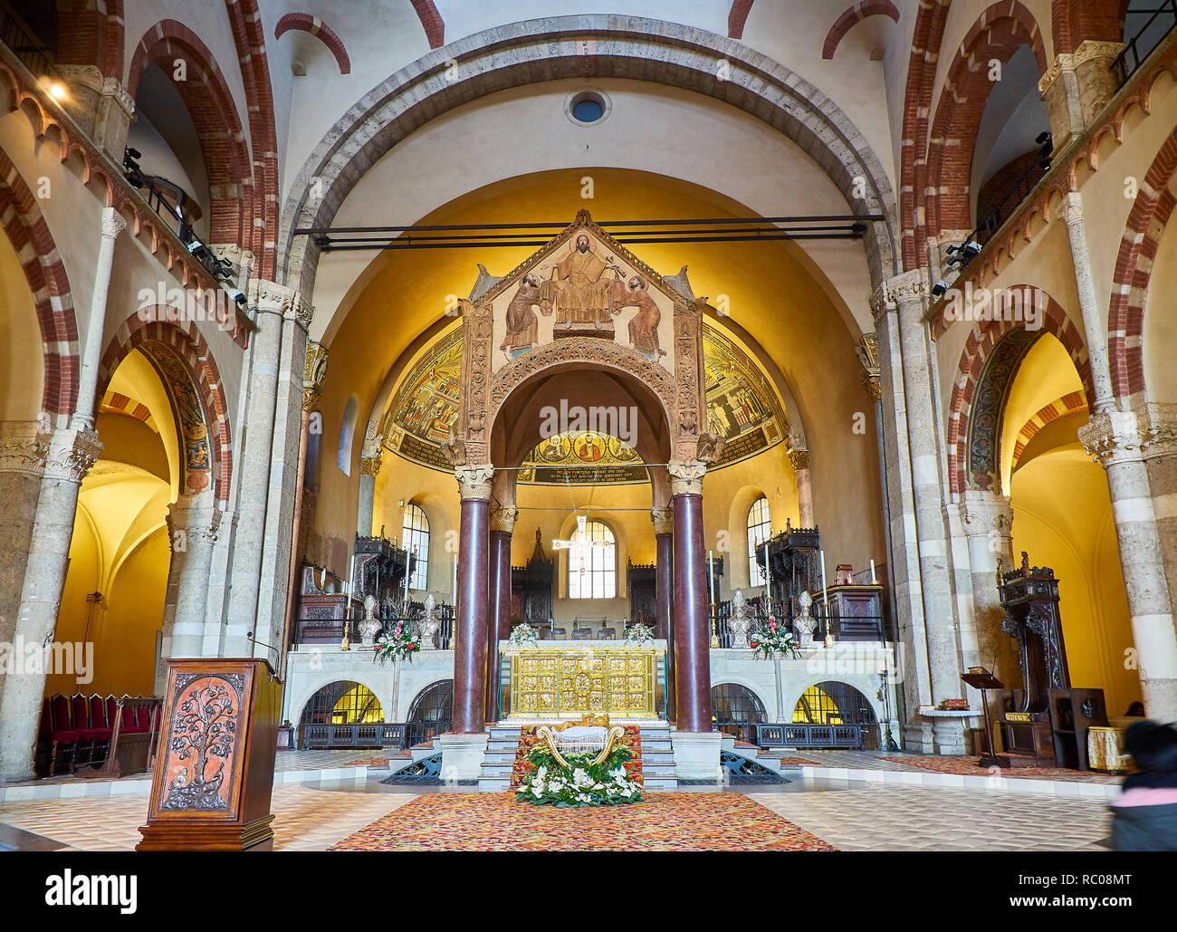 Milan, Italy - December 29, 2018. Chancel of the Basilica of Sant'Ambrogio. Milan, Lombardy, Italy. Stock Photo