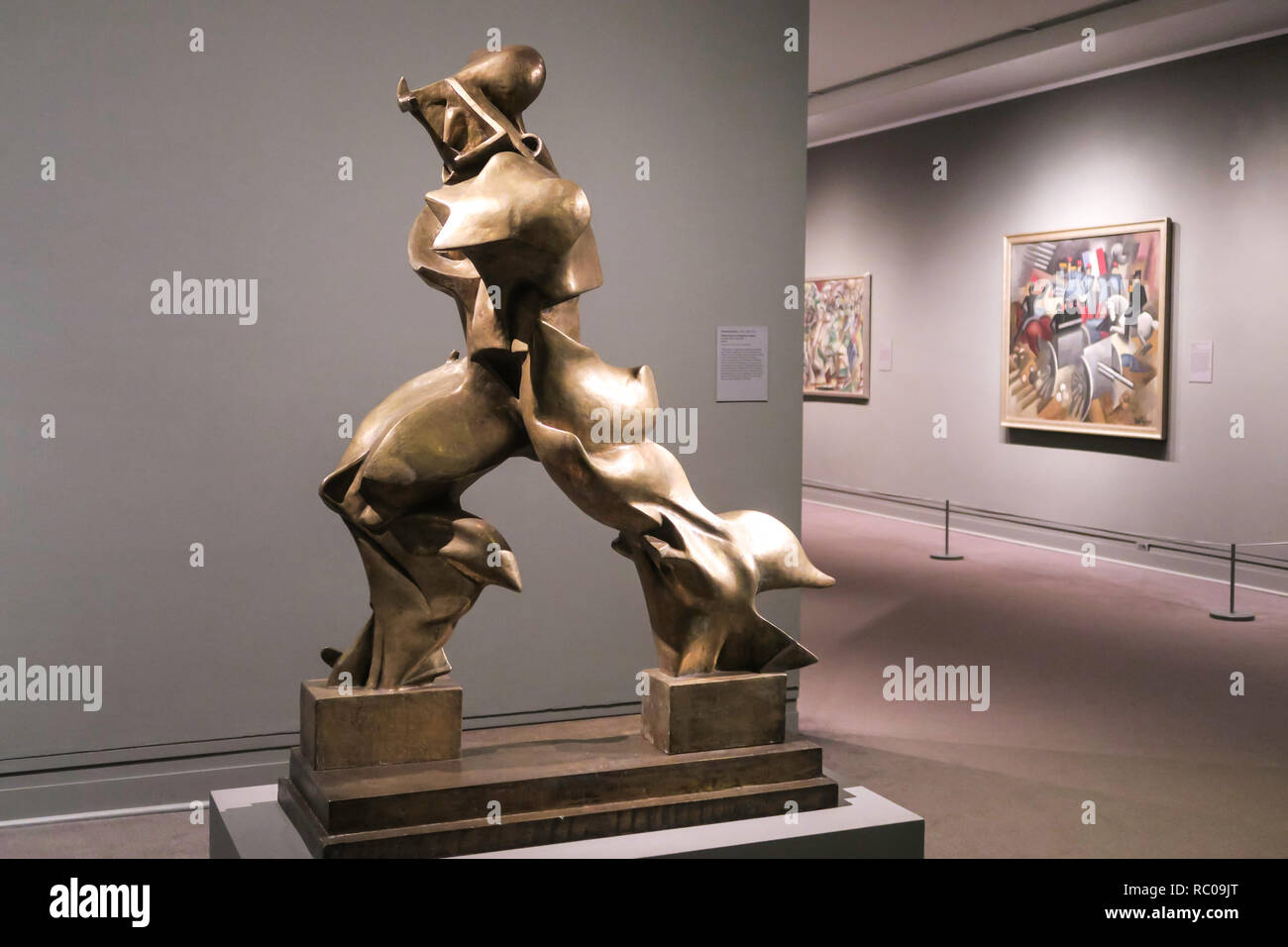 Umberto Boccioni's bronze sculpture is in the modern and contemporary art gallery in the Metropolitan Museum of Art, New York City, USA Stock Photo