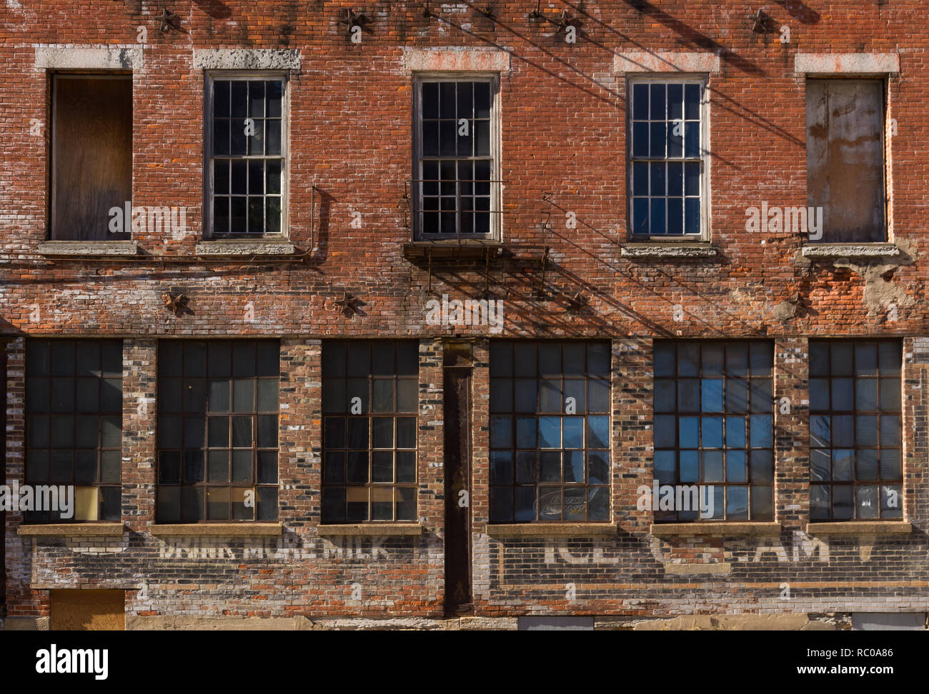 Old brick storefront in Midwest city Stock Photo Alamy