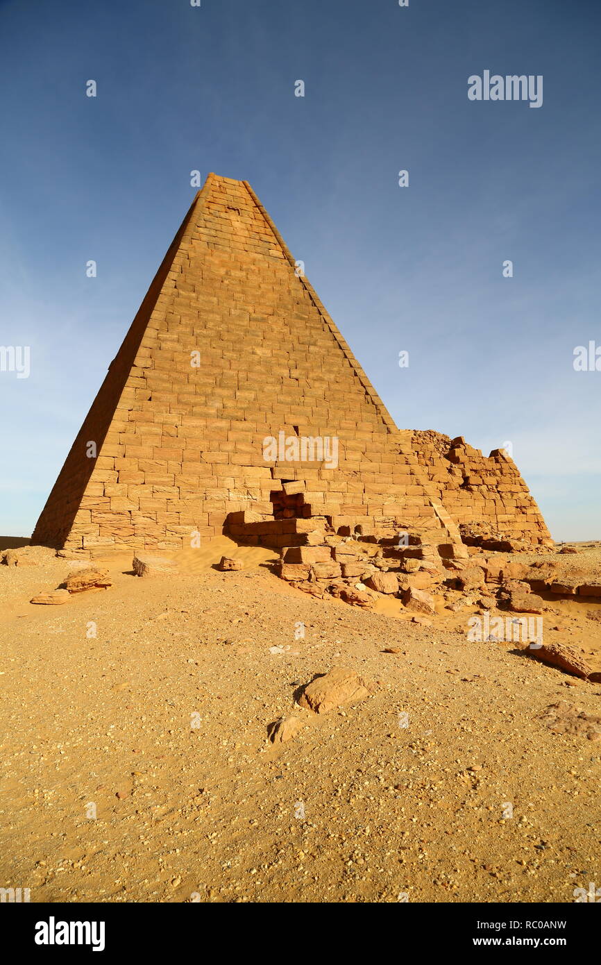 in africa sudan napata karima the antique pyramids of the black pharaohs in the middle of the desert Stock Photo