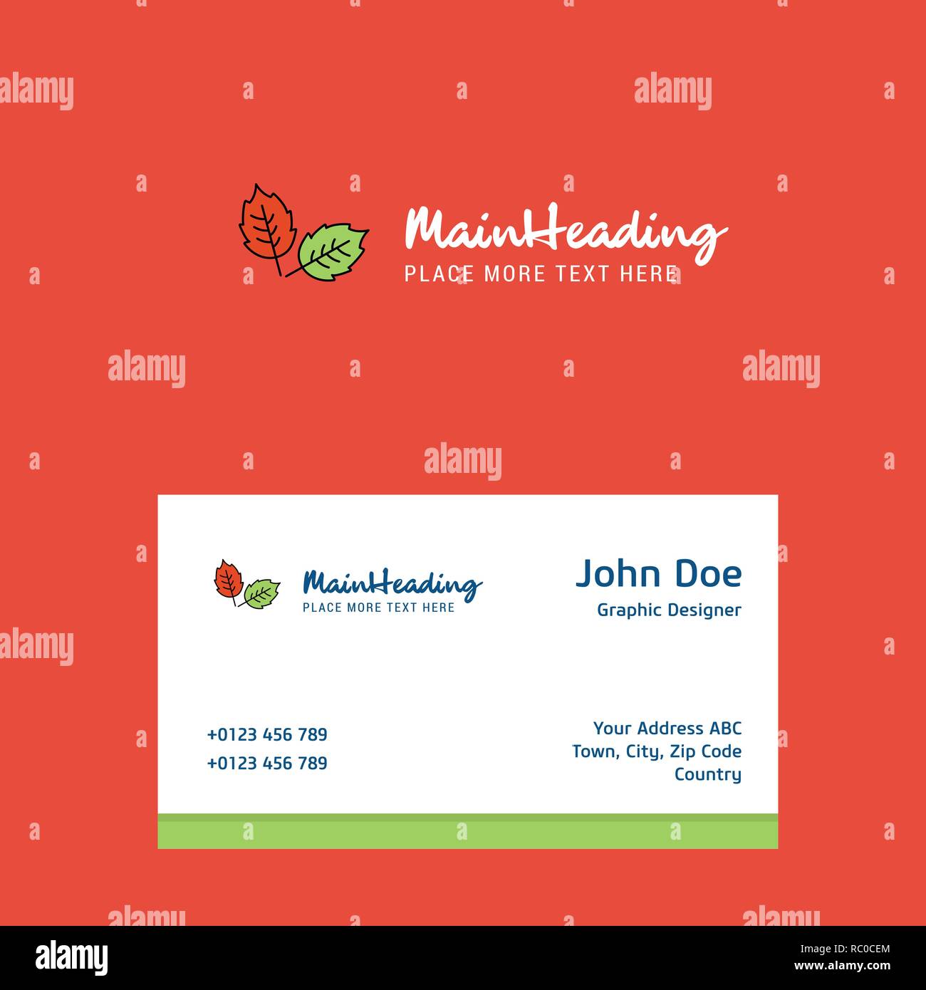 Leafs logo Design with business card template. Elegant corporate