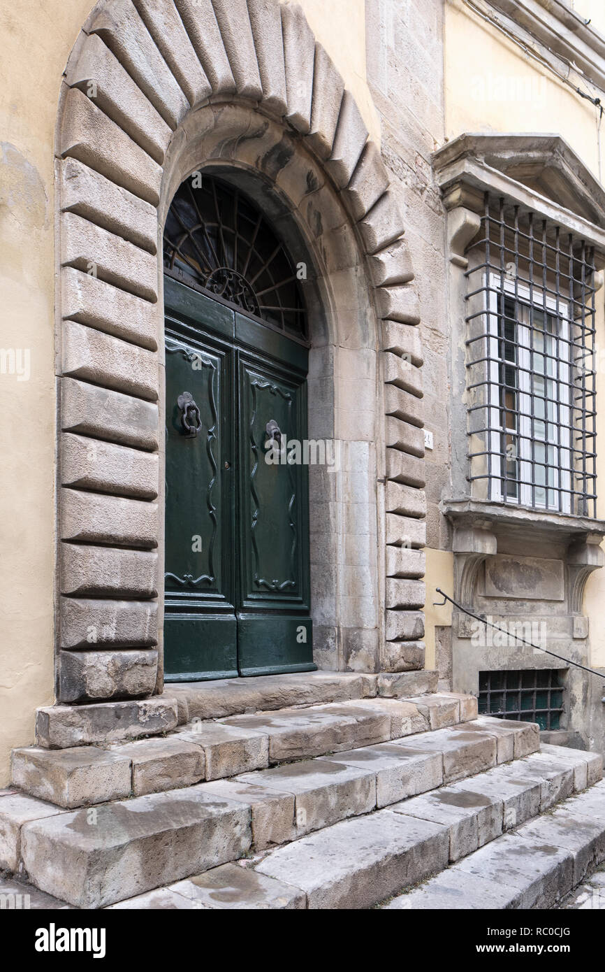 Entrance to old mansion house, Pisa, Tuscany, Italy, Europe, Stock Photo