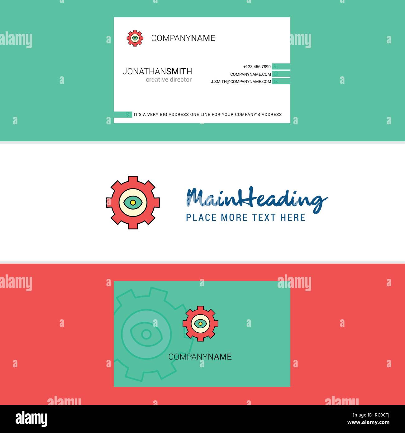 Beautiful Gear Logo and business card. vertical Design Vector Stock ...