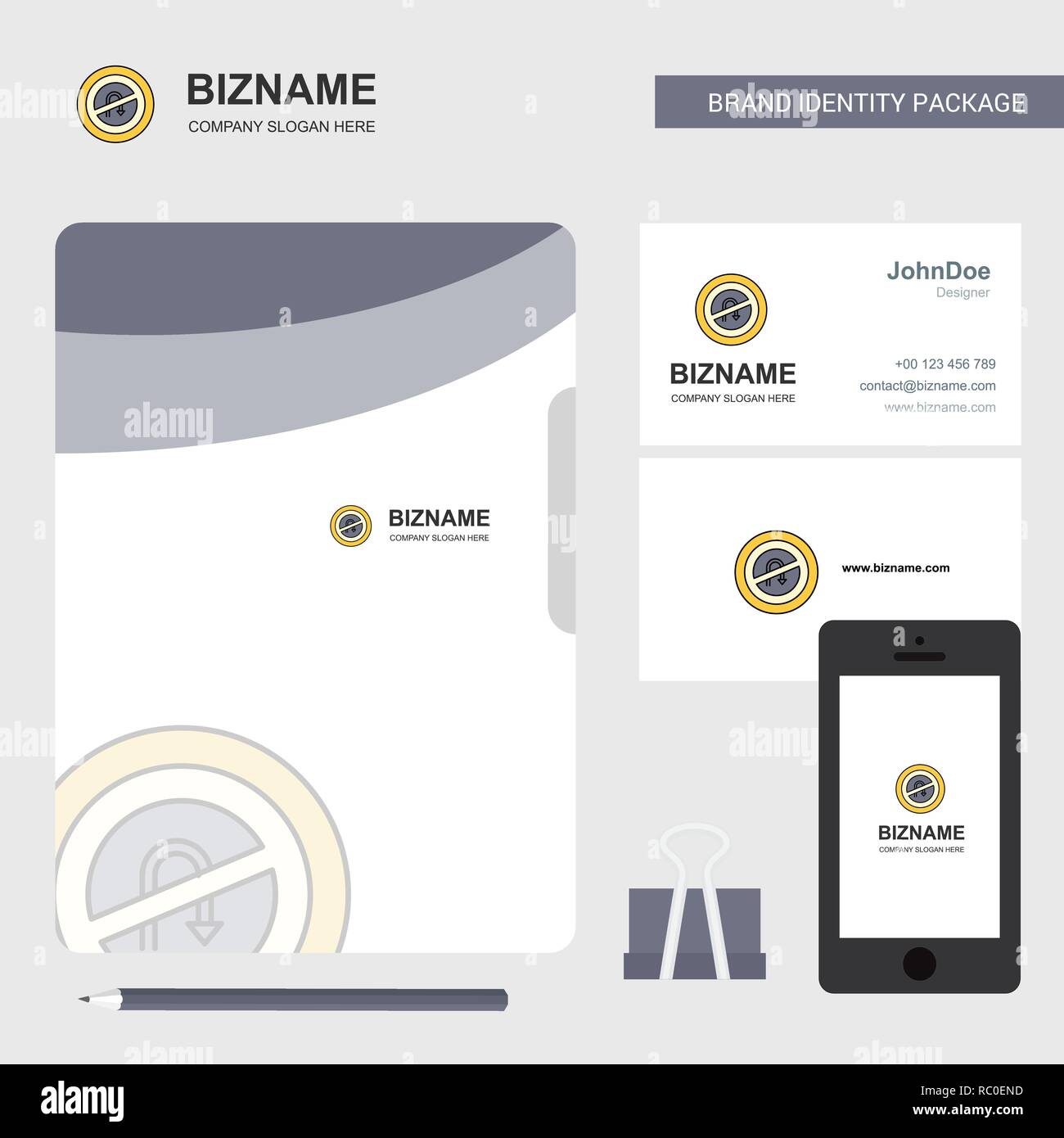 No U Turn Road Sign Business Logo File Cover Visiting Card And