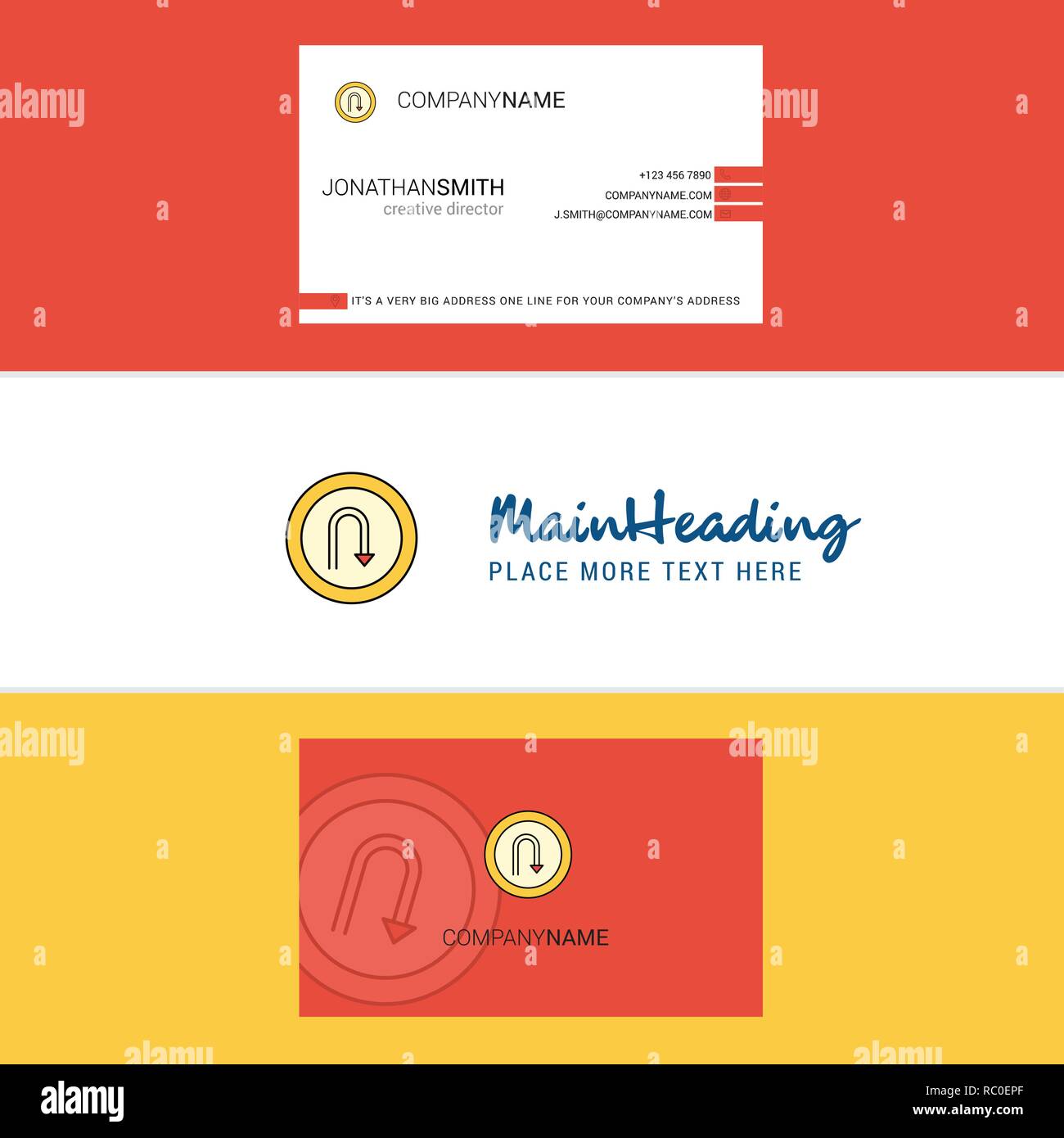 Beautiful U Turn Road Sign Logo And Business Card Vertical Design