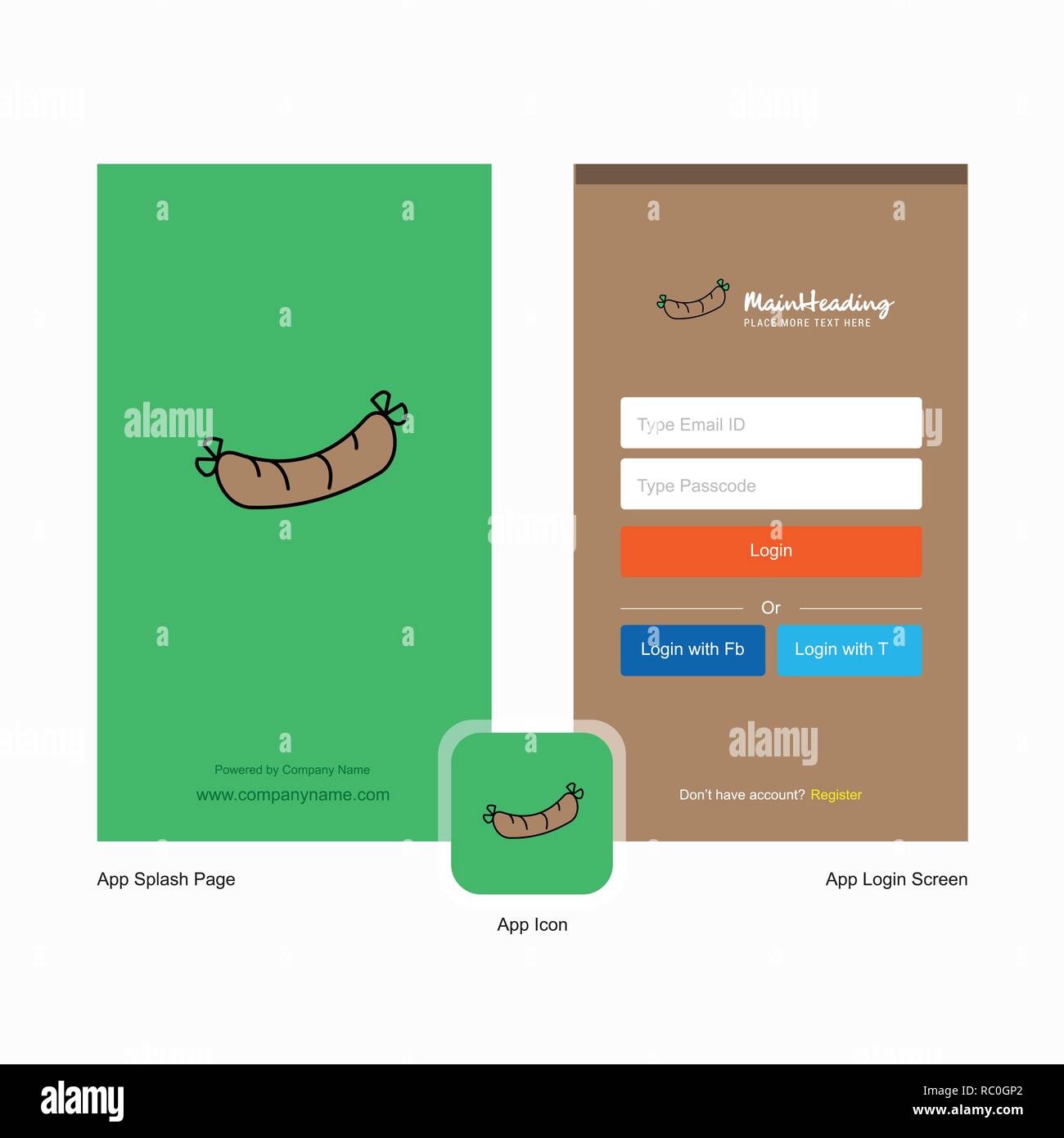 Company Hot Dog Splash Screen And Login Page Design With Logo