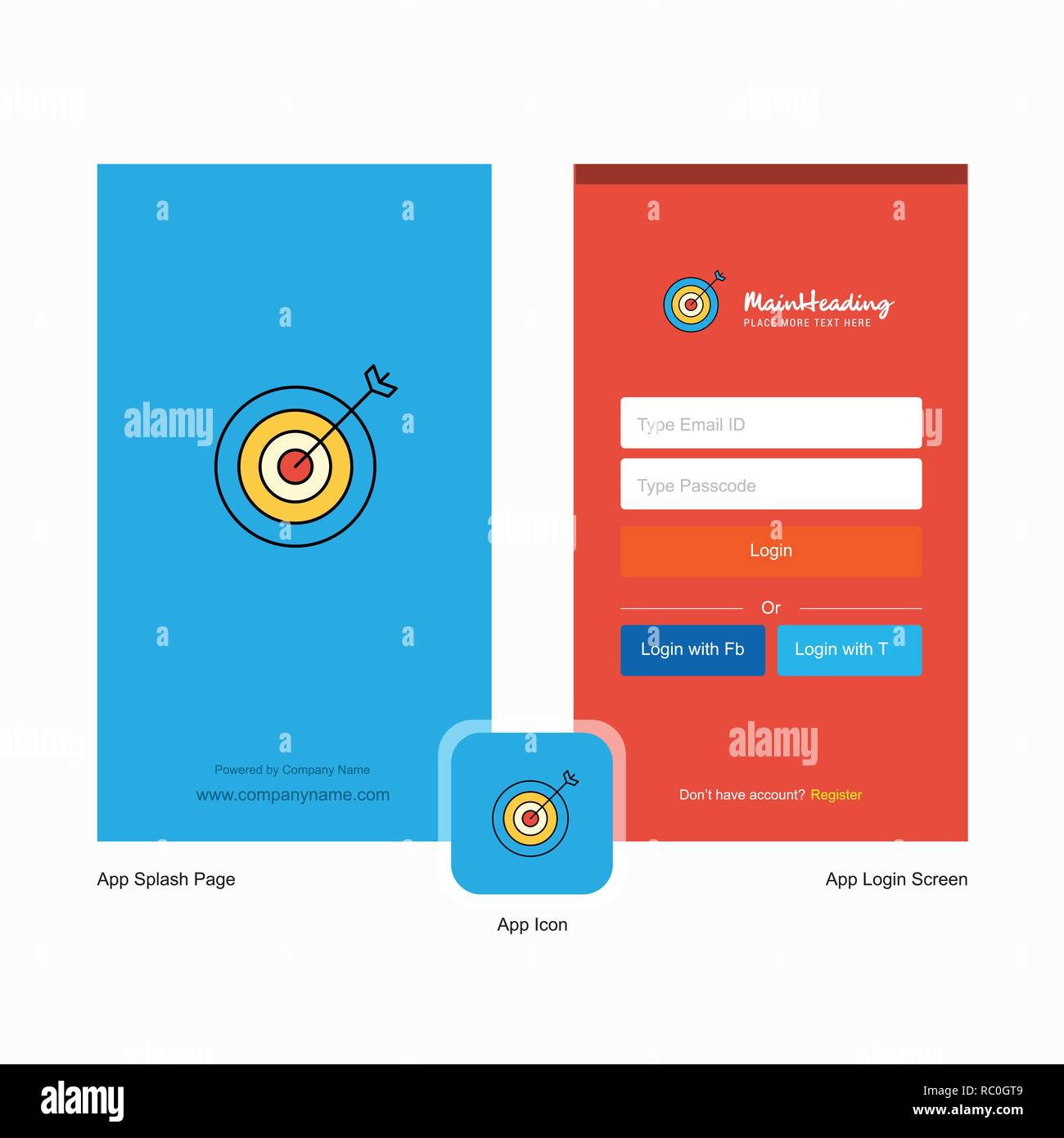 Company Dart Splash Screen And Login Page Design With Logo