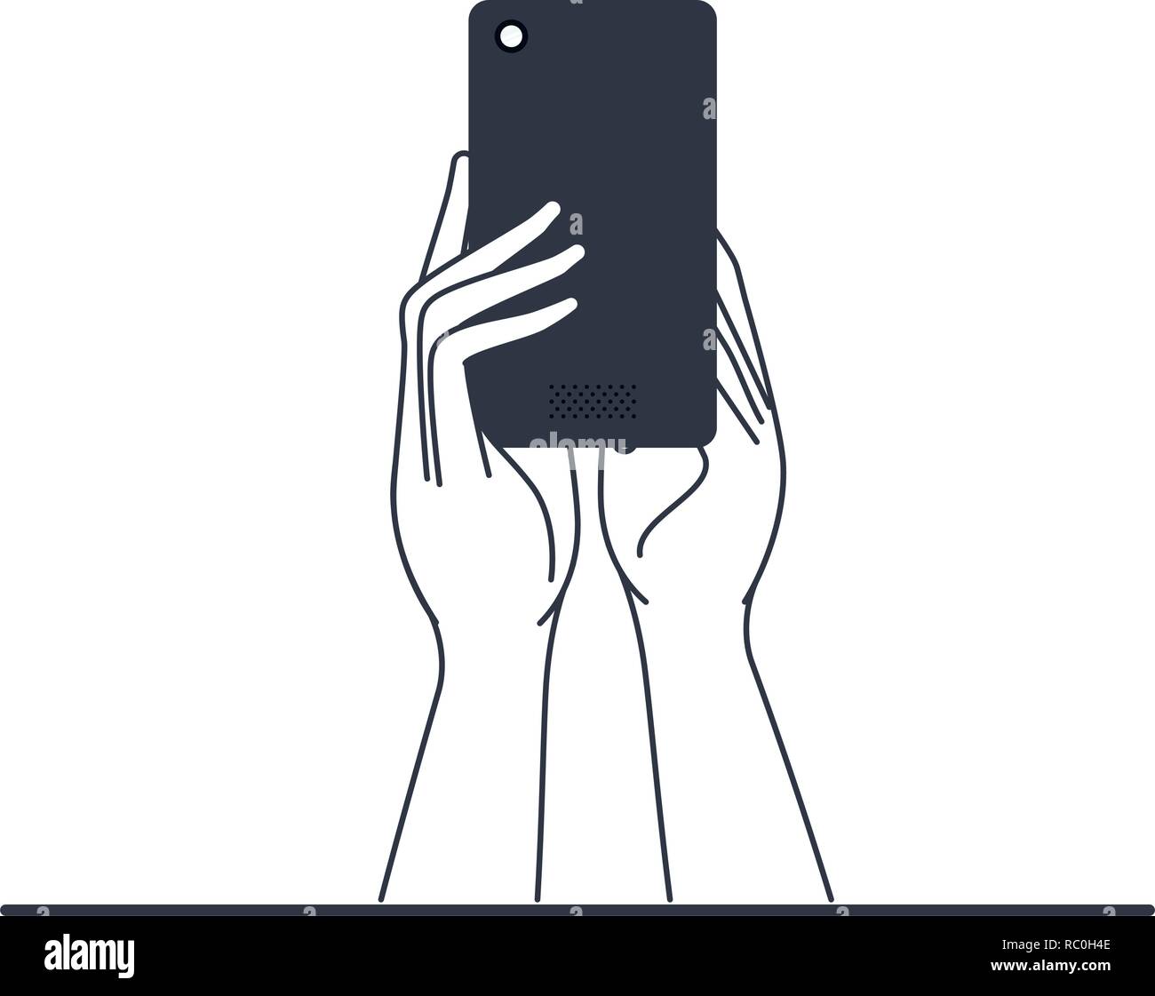 hands with smart phone isolated icon Stock Vector Image & Art - Alamy