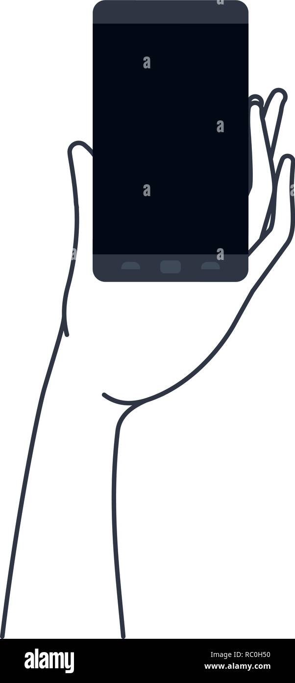 hand with smart phone isolated icon Stock Vector Image & Art - Alamy