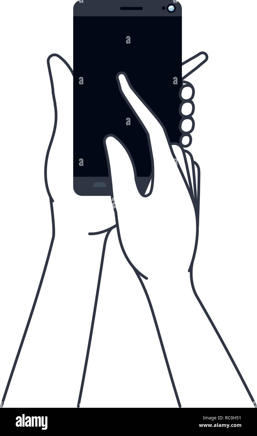 hands with smart phone isolated icon Stock Vector Image & Art - Alamy