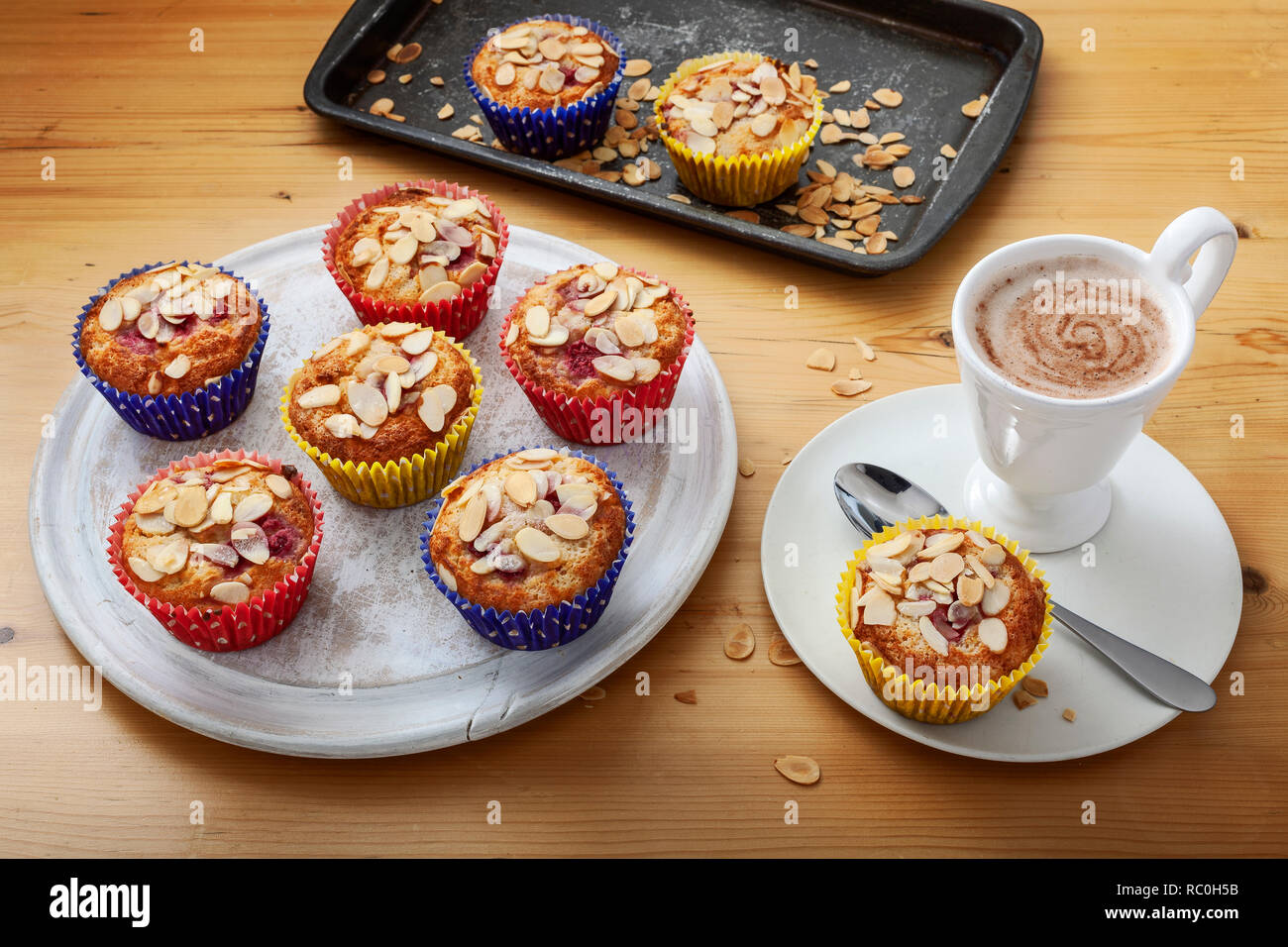 Orange raspberry almond muffins Stock Photo Alamy