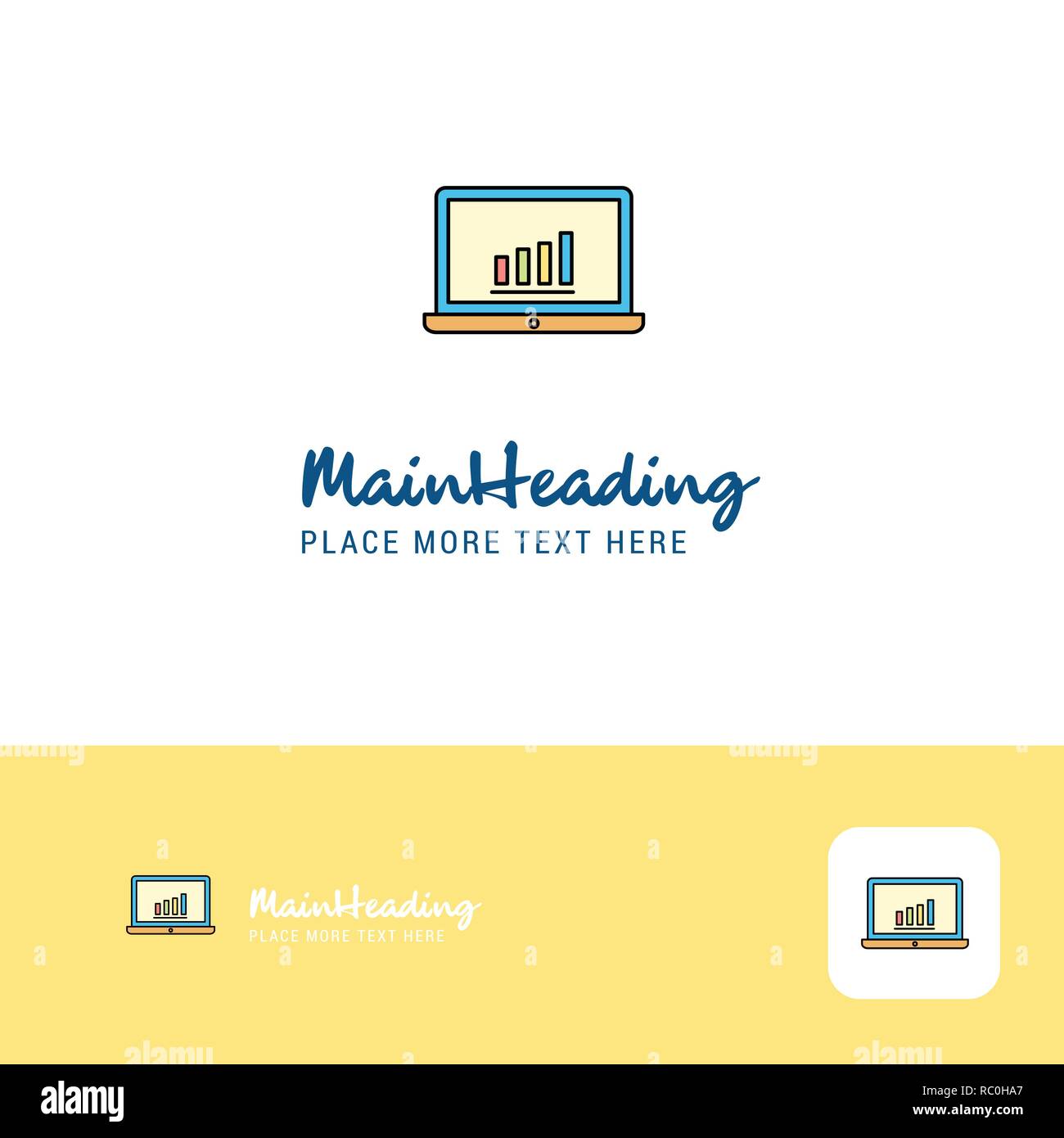 Creative Laptop Logo Design. Flat color Logo place for Tagline. Vector