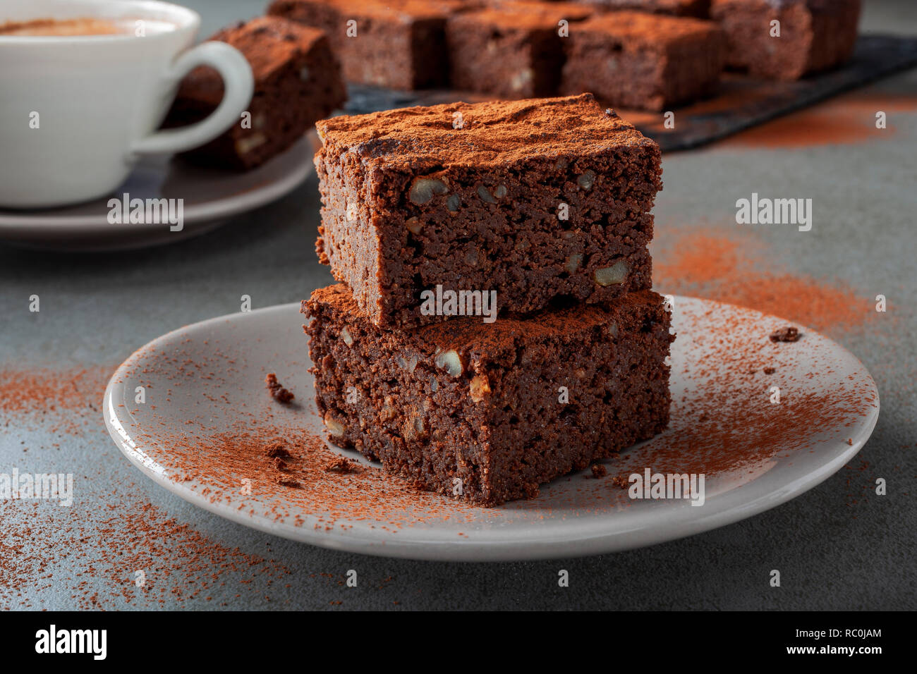 Avocado wallnut brownies Stock Photo