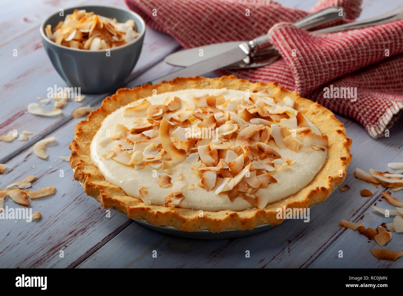 Coconut cream pie Stock Photo