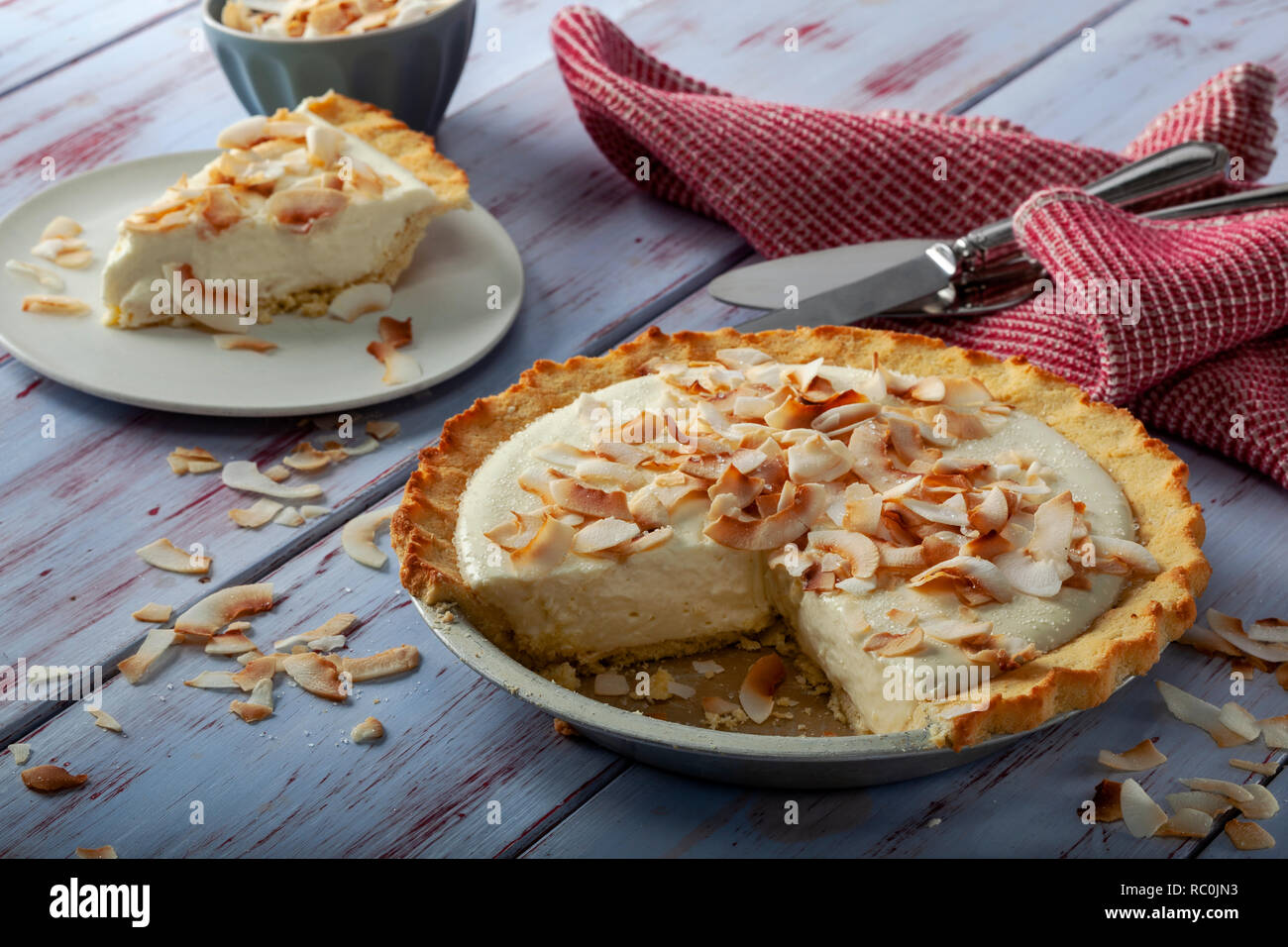 Coconut cream pie Stock Photo
