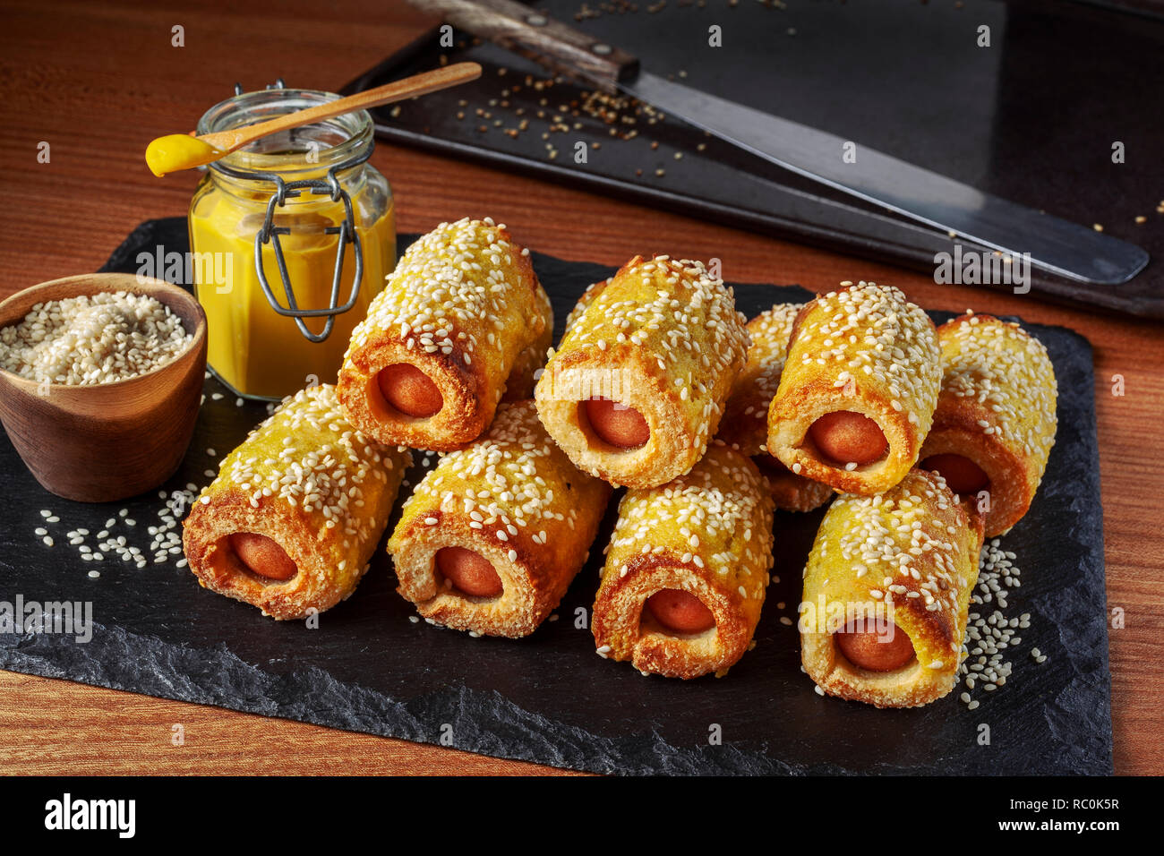 Pigs in a blanket Stock Photo