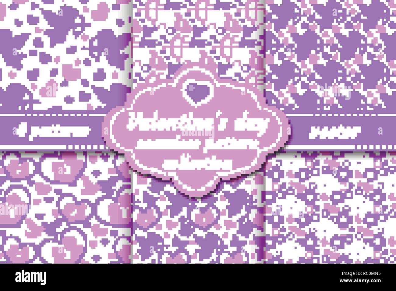 Happy Valentine s Day seamless pattern set. Collection Cute romantic ...