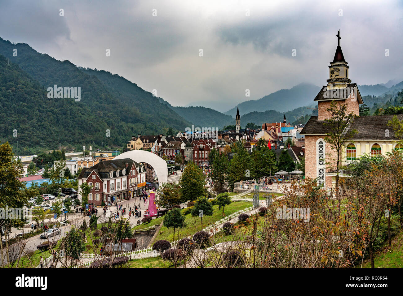 PENGZHOU, CHINA OCTOBER 06 View of Bailu Town, a town known for its