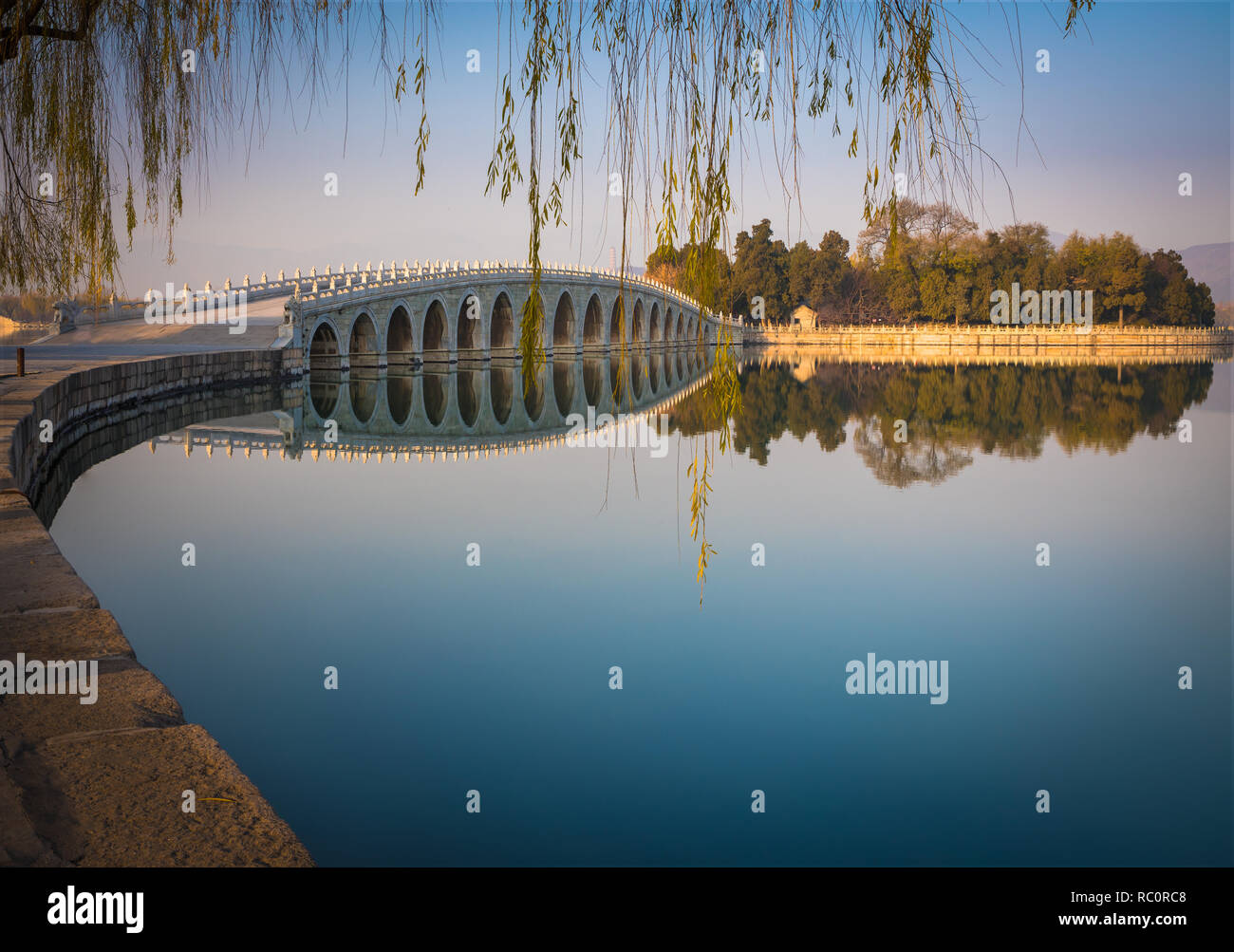 The Summer Palace (Chinese: 頤和園), is a vast ensemble of lakes, gardens and palaces in Beijing. Stock Photo