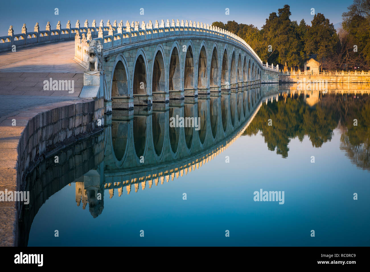 The Summer Palace (Chinese: 頤和園), is a vast ensemble of lakes, gardens and palaces in Beijing. Stock Photo