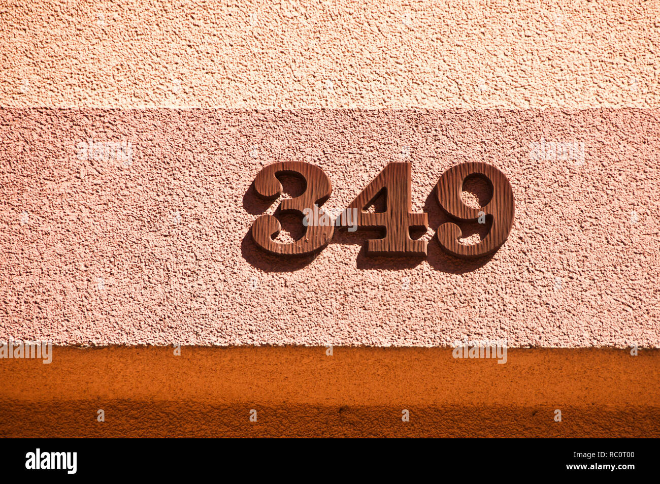 number 349 - house numbering plate Stock Photo