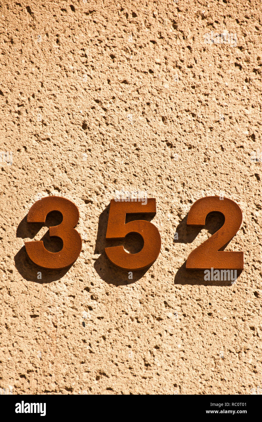 number 352 - house numbering plate Stock Photo