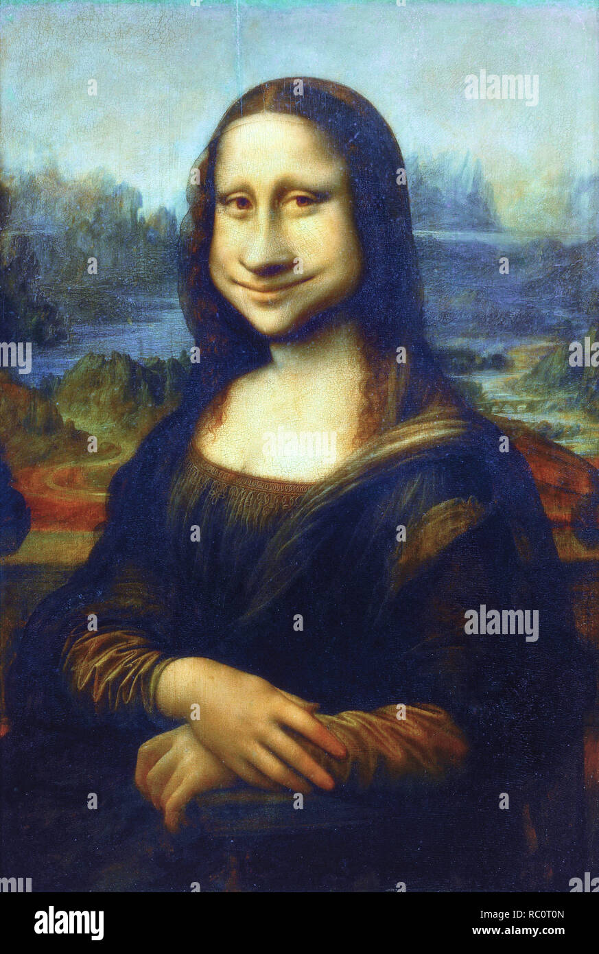 funny caricature of Mona Lisa painting Stock Photo