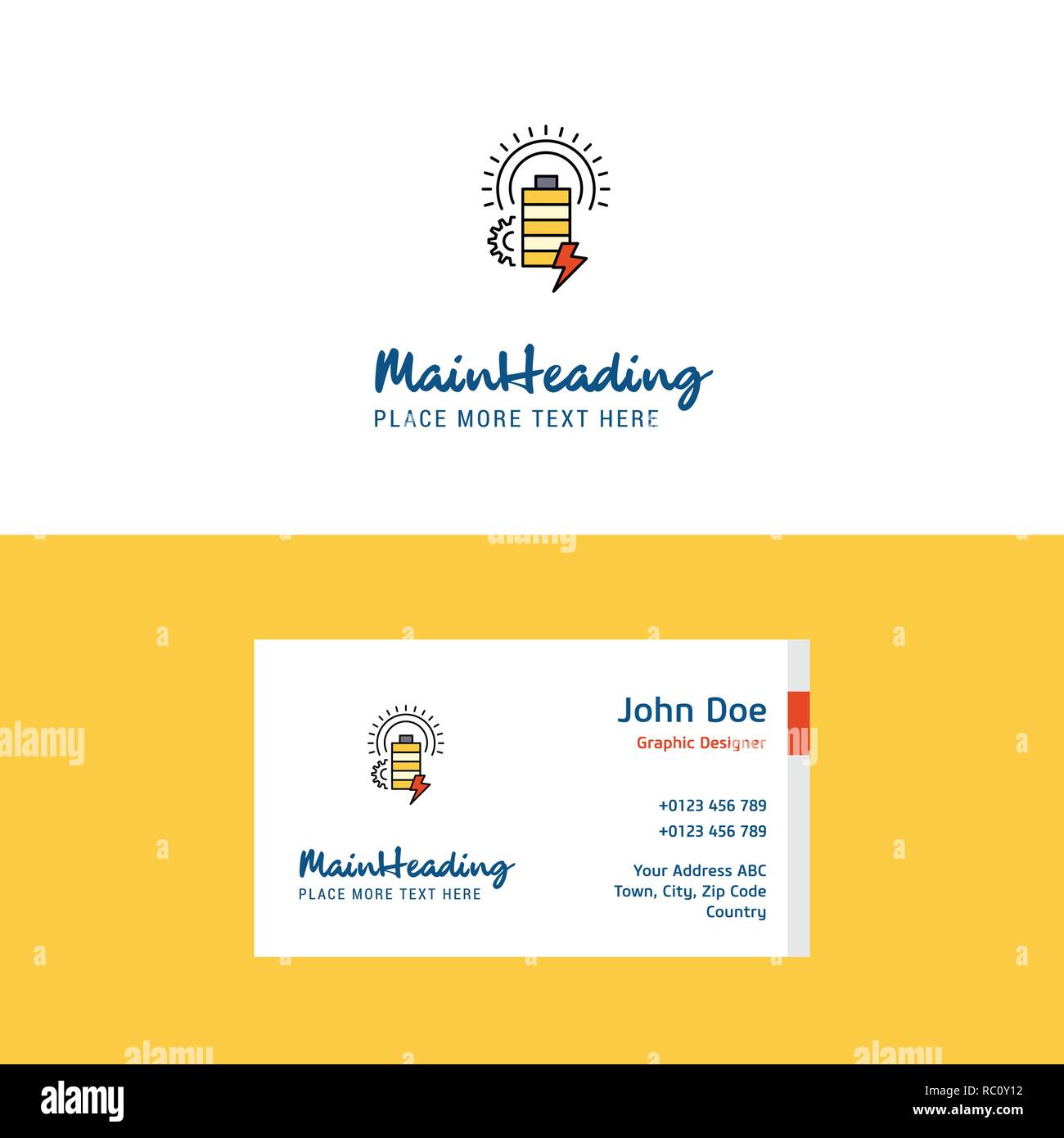 Flat Battery Logo and Visiting Card Template. Busienss Concept Logo ...