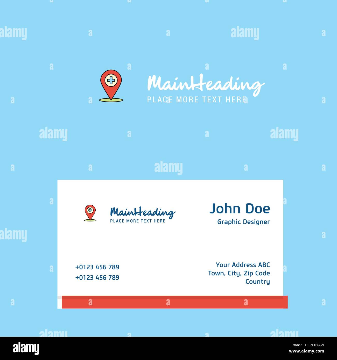Hospital location logo Design with business card template. Elegant Inside Hospital Id Card Template Hospital location logo Design with business card template. Elegant Inside Hospital Id Card Template