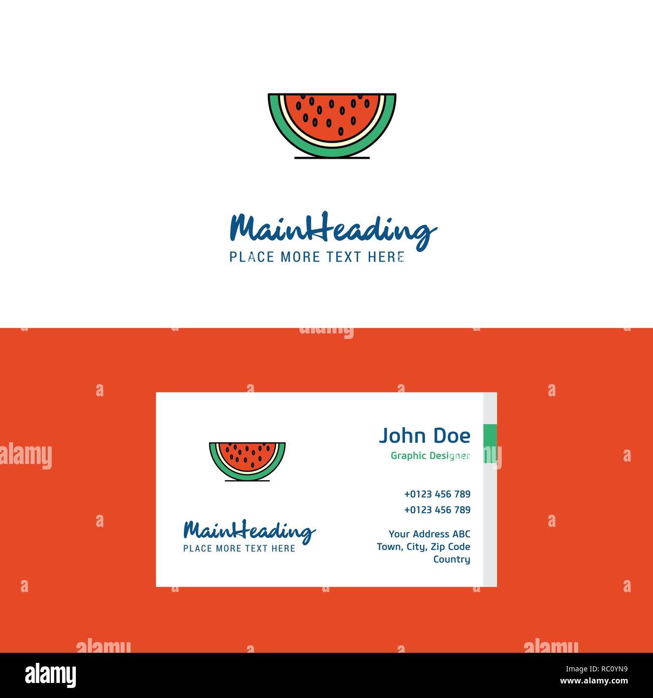 Flat Water melon Logo and Visiting Card Template. Busienss Concept Logo