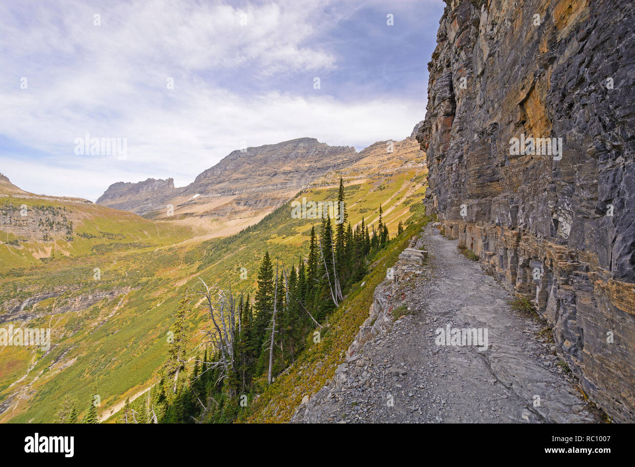 The Highline Trail along a Steep Cliff Wall in Glacier National Park in