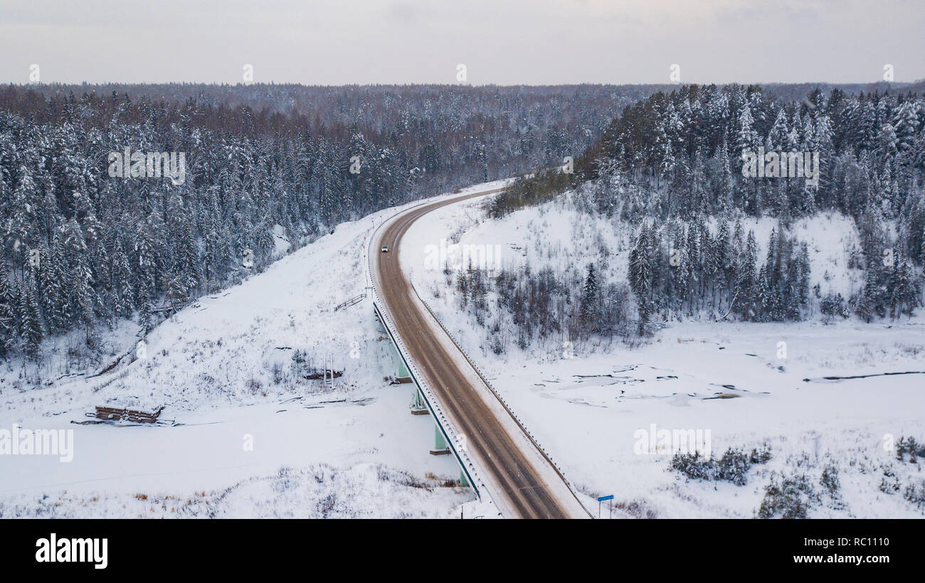 Aerial drone shot road hi-res stock photography and images - Alamy
