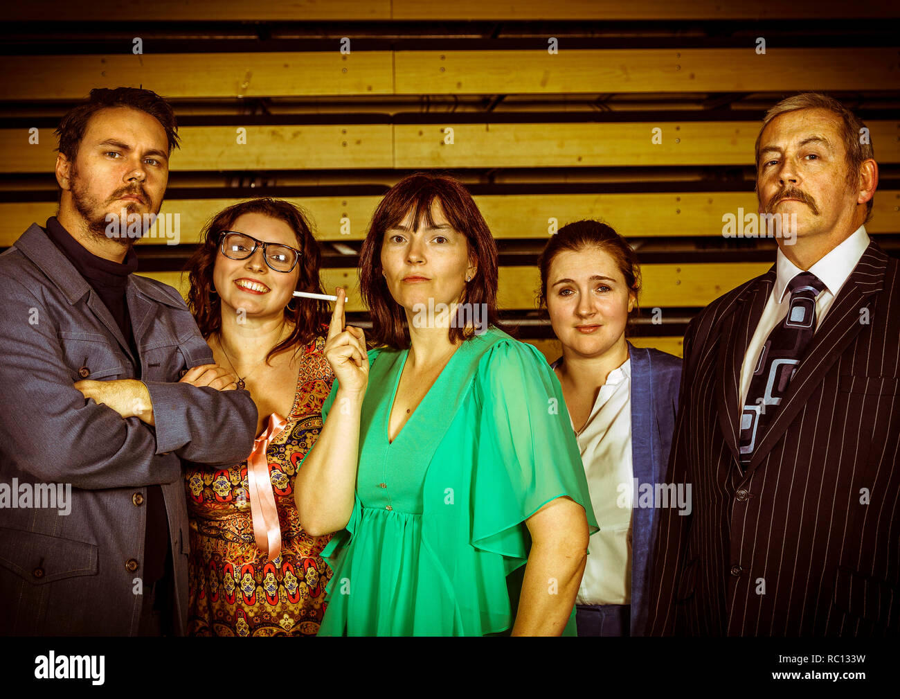 Abigails Party Cast Retro finish Stock Photo Alamy