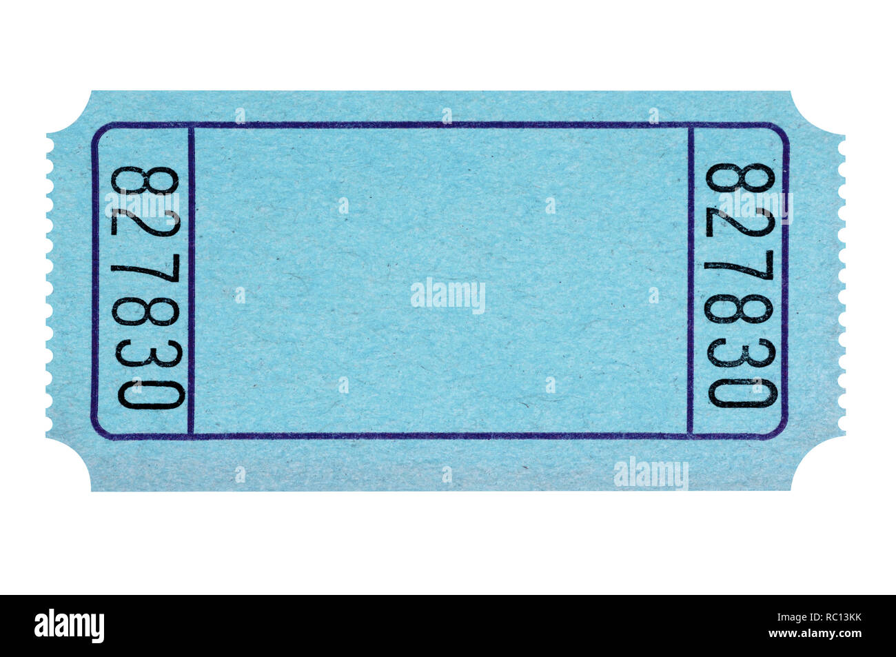 Blank blue raffle ticket isolated on white Stock Photo