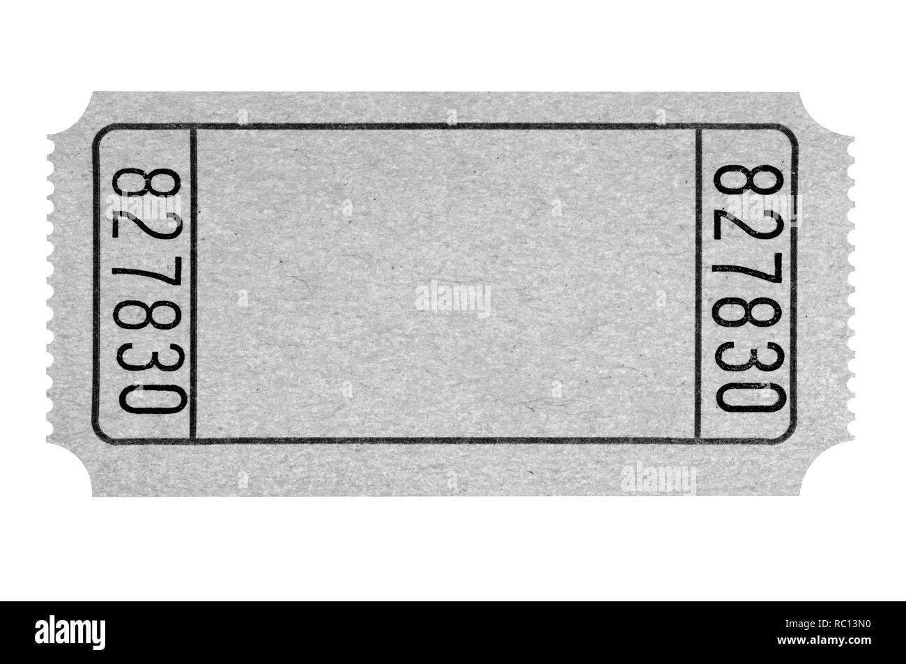 Blank gray movie ticket isolated on white Stock Photo