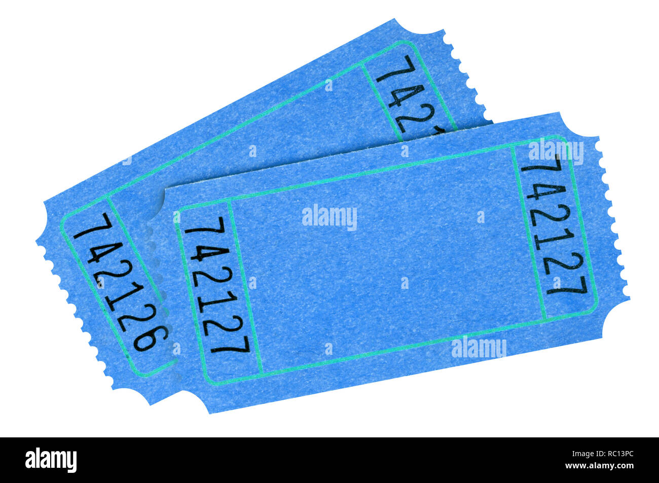 Two blank blue tickets isolated Stock Photo
