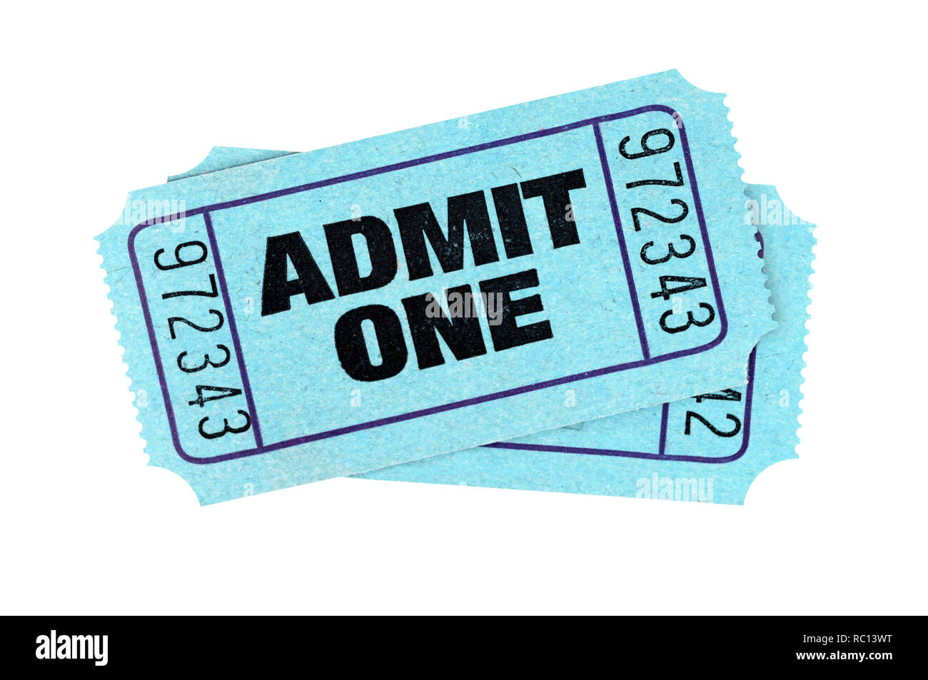 Blue admit one movie tickets isolated Stock Photo