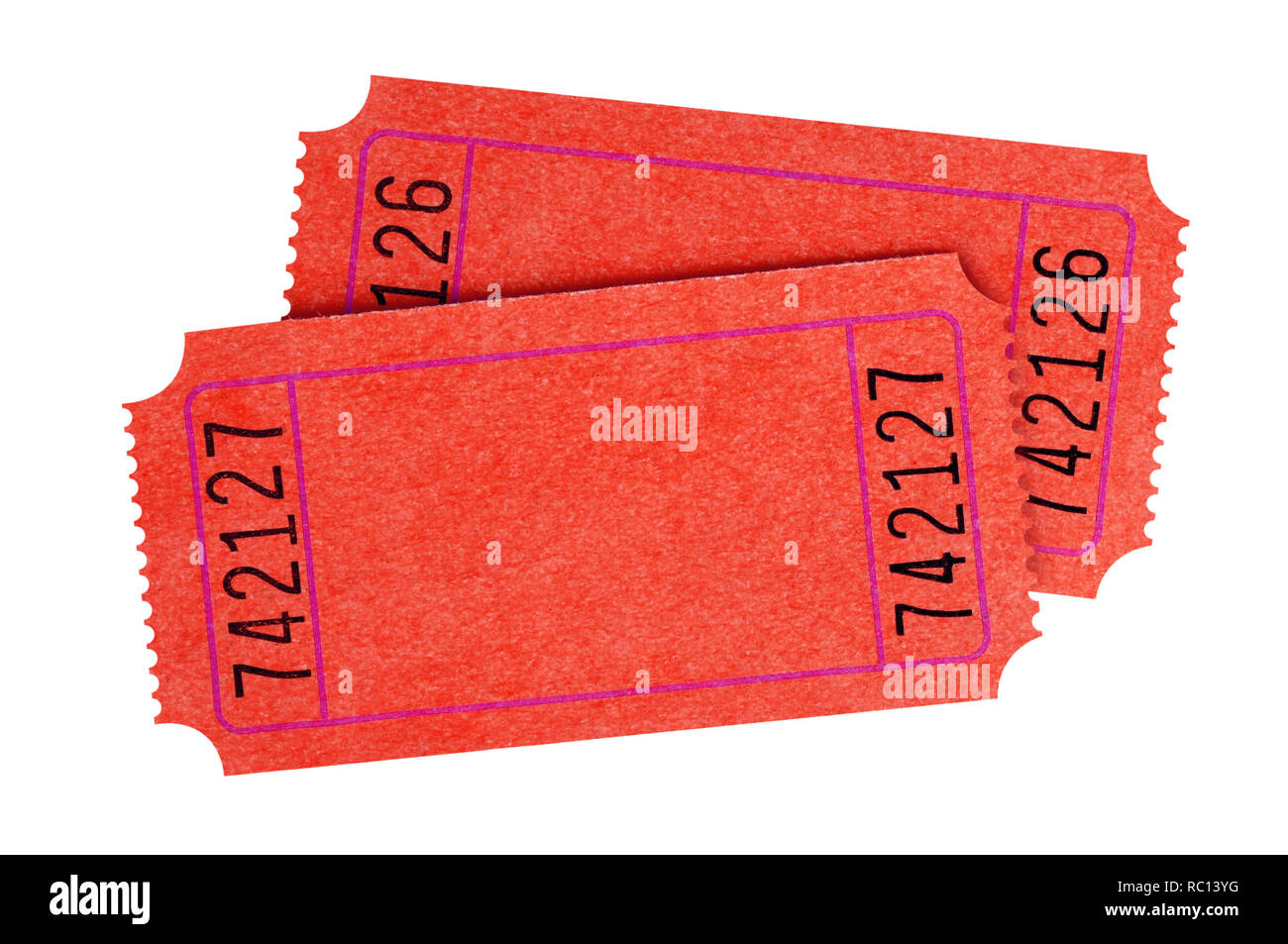Two blank red movie tickets isolated Stock Photo