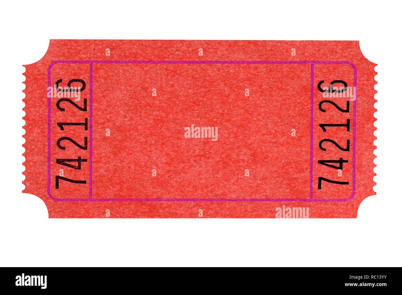 Blank red theater ticket isolated on white Stock Photo
