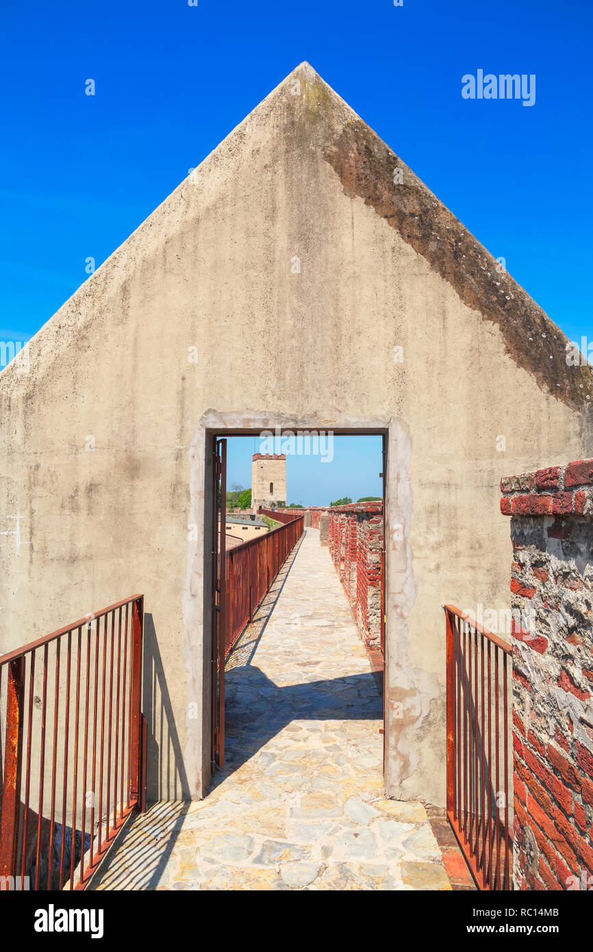 Medieval defensive walls trail, Campo dei Miracoli, Pisa, Tuscany, Italy, Europe Stock Photo