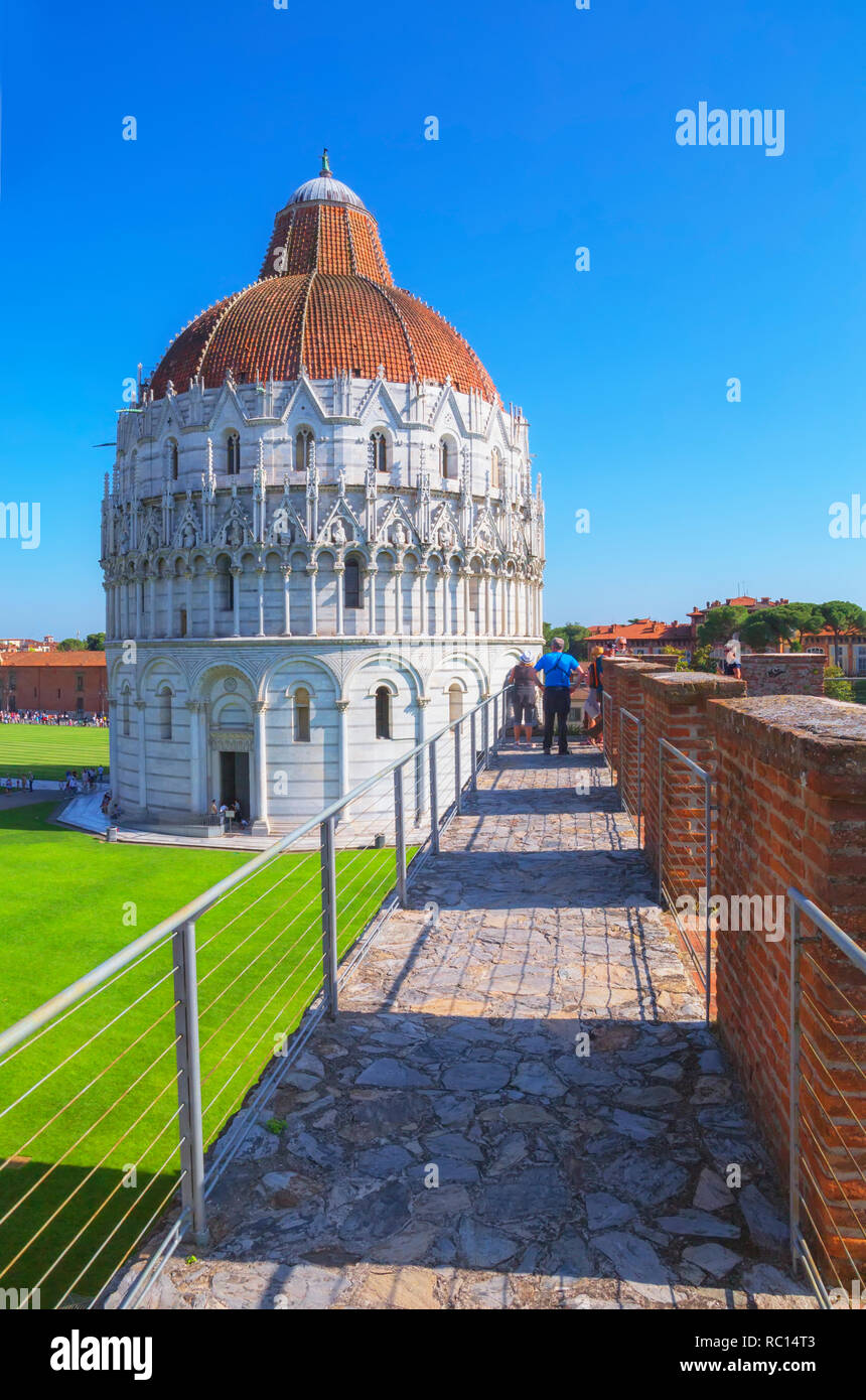 Medieval defensive walls trail, Pisa, Tuscany, Italy, Europe Stock Photo