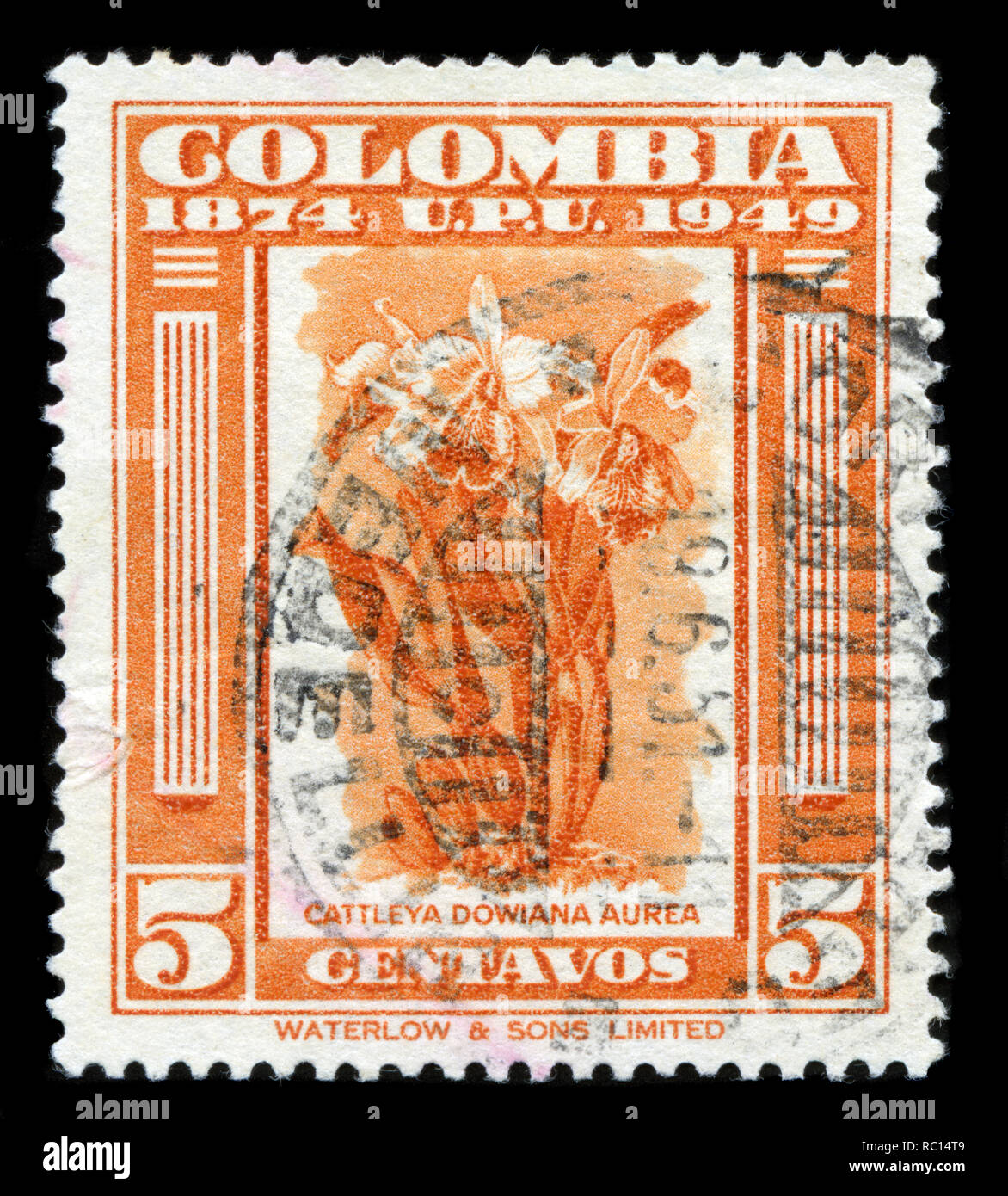 Postage stamp from Colombia in the U.P.U. (Universal Postal Union), 75th Anniversary series issued in 1950 Stock Photo