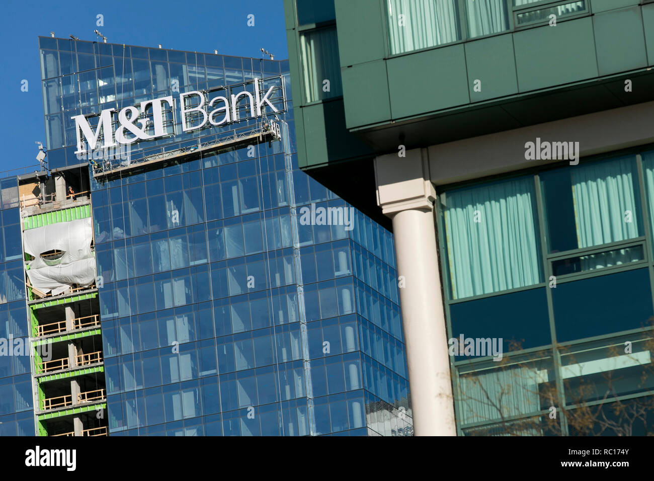 A logo sign outside of a facility occupied by the M&T Bank Corporation ...