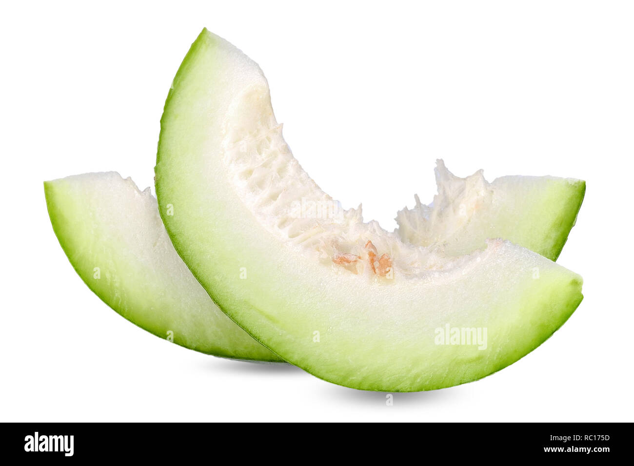 Slice winter melon isolated on white with clipping path Stock Photo