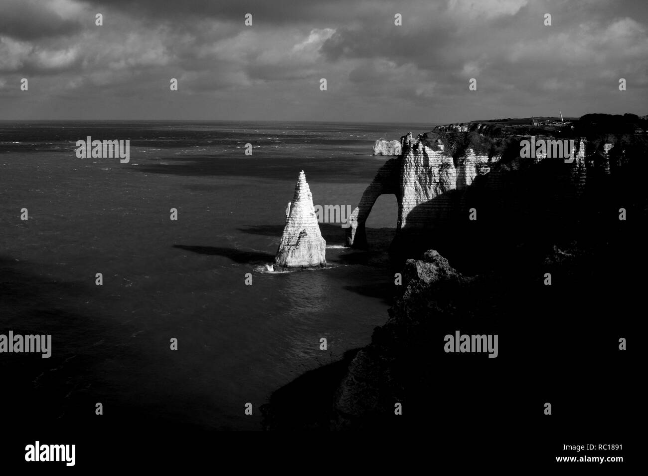 Normandy coastal cliffs view Black and White Stock Photos & Images - Alamy