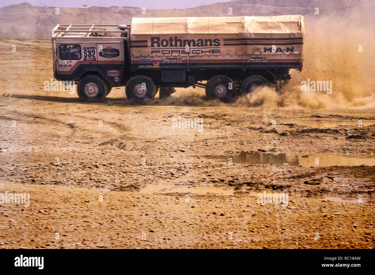 1984 M.A.N Dakar Rally Rothmans Porsche Rally raid support truck. Stock Photo