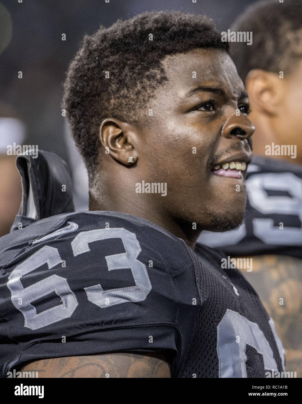 Oakland, California, USA. 15th Aug, 2014. August 15, 2014 Oakland Raiders  offensive guard Lamar Mady (63) on Friday, August 15, 2014, at O.co  Coliseum in Oakland, California. The Raiders defeated the Lions