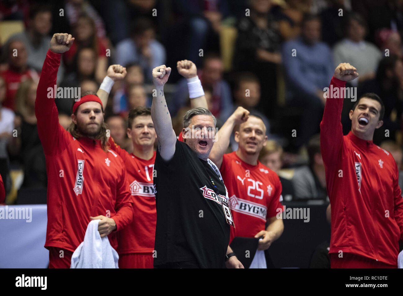 Herning, Denmark. 12th Jan, 2019. Mikkel Hansen (24), Denmark, Lasse