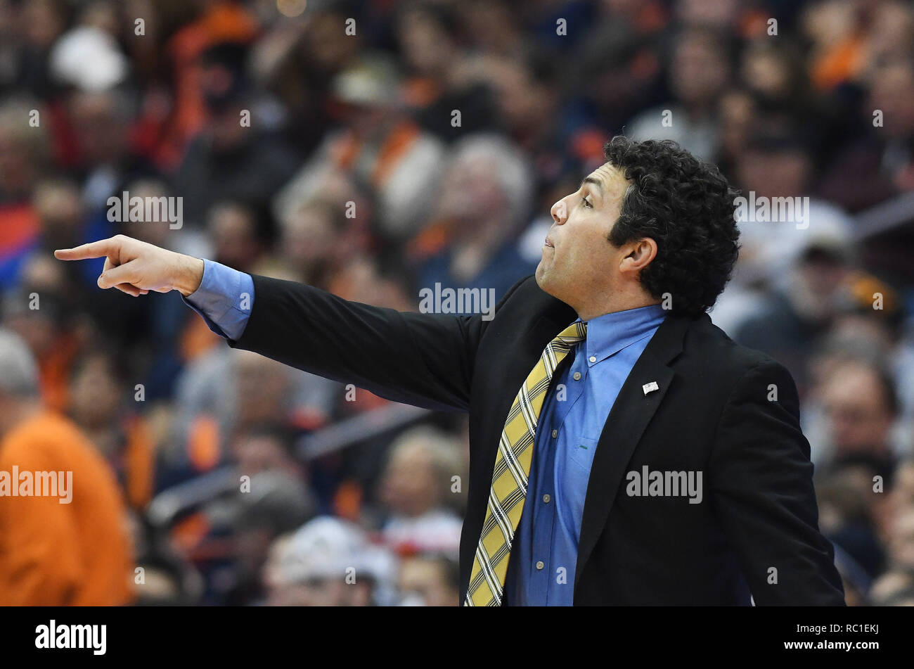 Syracuse, NY, USA. 12th Jan, 2019. Georgia Tech head coach Josh Pastner gives direction during the second half of play. Georgia Tech defeated Syracuse 73-59 at the Carrier Dome in Syracuse, NY. Photo by Alan Schwartz/Cal Sport Media/Alamy Live News Stock Photo